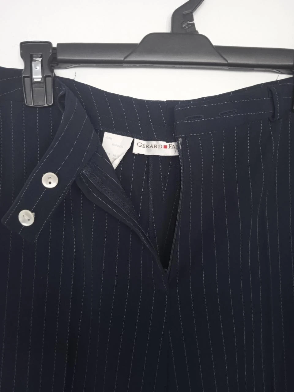 Wide-leg suit jacket and pants, high waist, navy with white stripes, gerar – photo 6